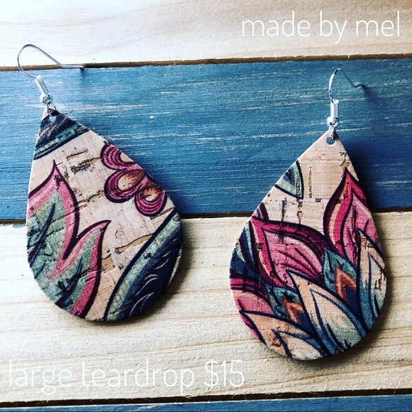Cork printed earrings - Picture 1 of 1